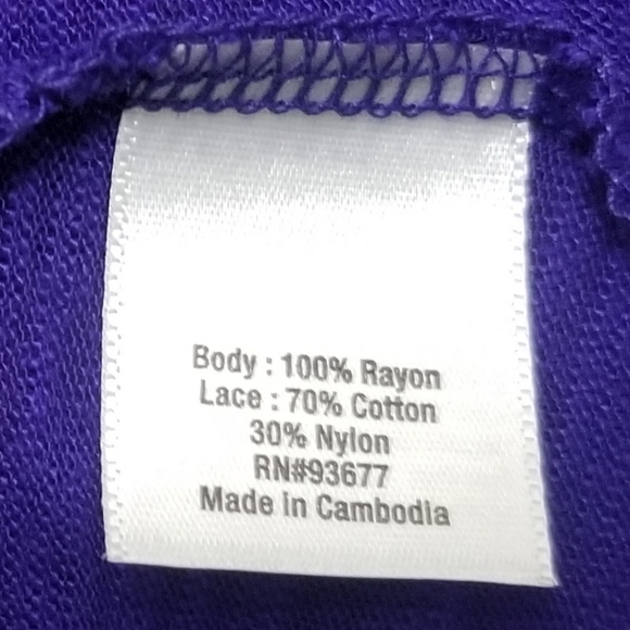 Color 3/3: intrepid purple bell sleeve w lace A New Approach top - Picture 3 of 5